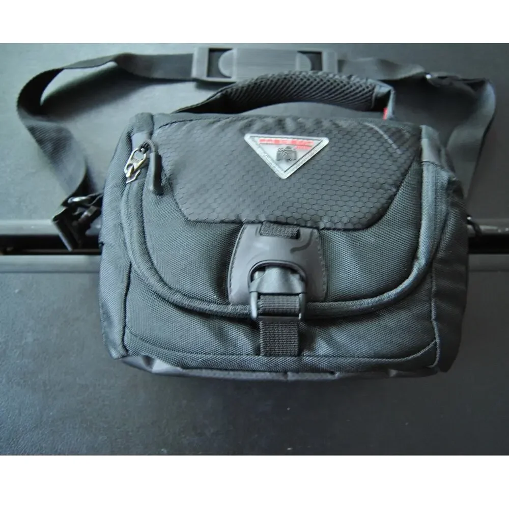 Precision Small Black & Red Camera Bag w/ Rain Cover